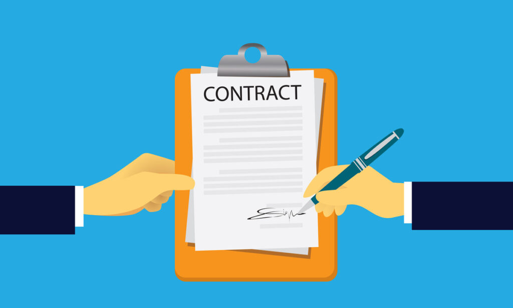 Legal-Contract Illustration of a legal contract being signed
