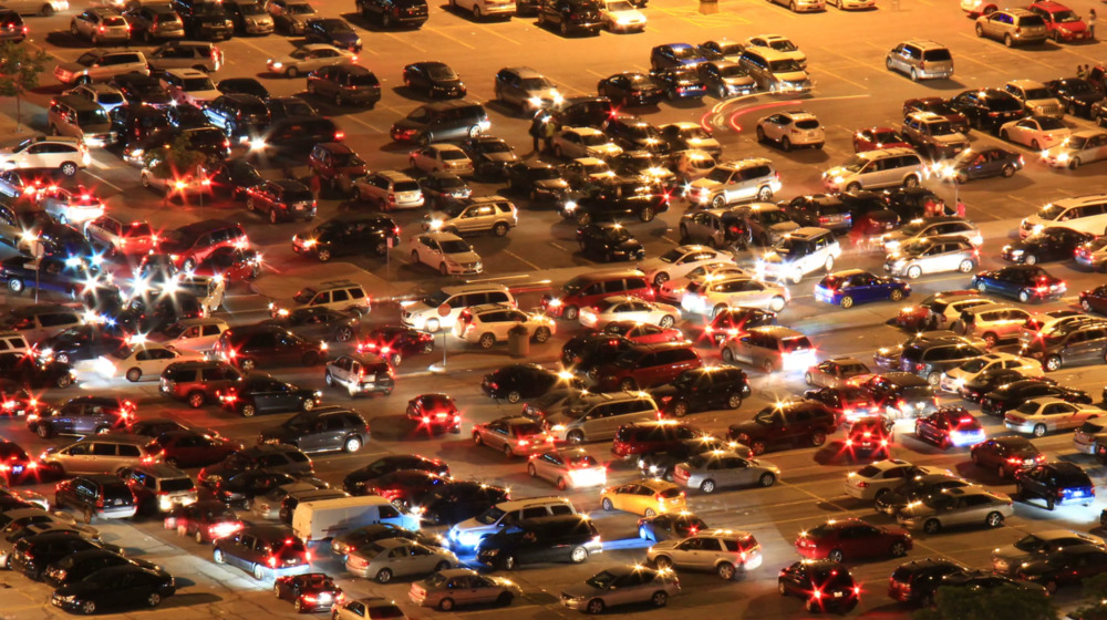 College Campus 5 An arial view of a chaotic campus parking lot after an event