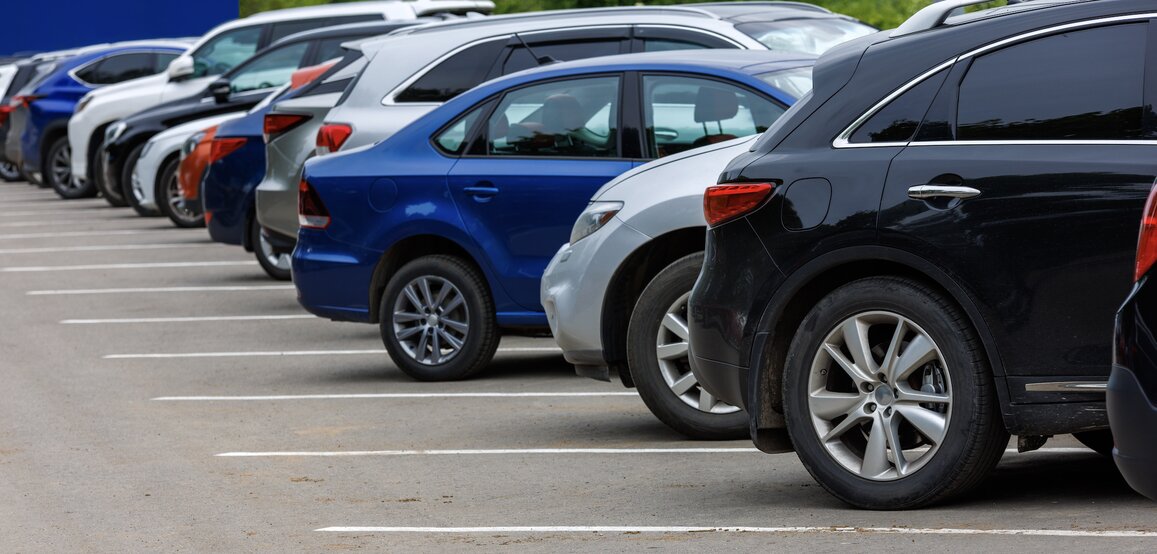 Various cars in hotel parking