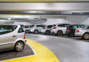 Underground parking lot of a rental car company